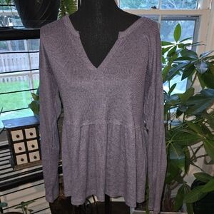 Maurices Purple Peplum Long Sleeve Tunic